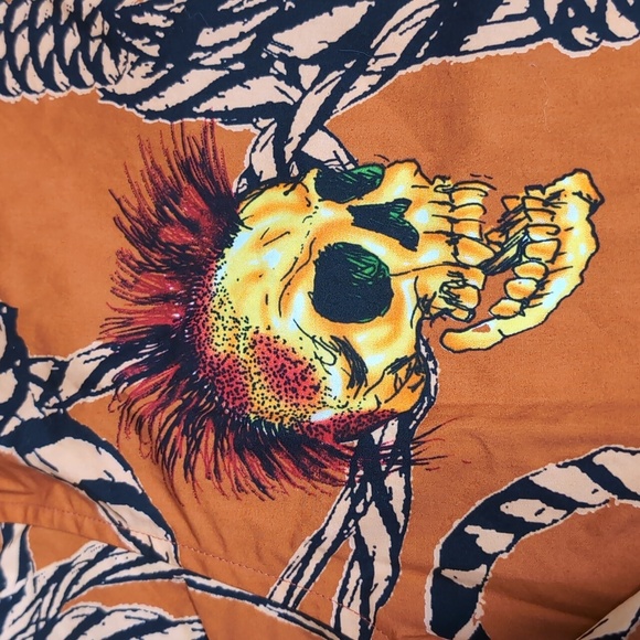 *NWT* Y2K Ed Hardy Punk Skulls & Rope Long Sleeve Button Down Size XXL Orange - Picture 5 of 14